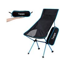 TAOPE Silla de Camping Plegable, Ligera, portátil, para Exteriores, para Pesca, jardín, Senderismo, mochilero, Viajes, Asiento Exterior (soporta hasta 220 Libras)
