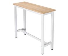 eSituro Mesa de Bar Mesa de Cafetería Mesa de Barra Mesa de Cocina Alta con Estructura de Metal 120x40x100cm Roble Claro SBST0332