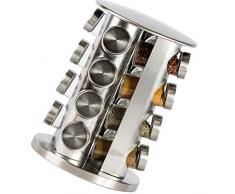 Especiero giratorio de acero inoxidable para condimentos, organizador de almacenamiento, torre para especias para cocina, juego de 16 tarros