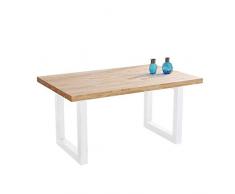 Adec - Loft, Mesa de Comedor, Mesa Salon o Cocina Fija, Acabado en Roble Salvaje y Blanco, Medidas: 160 cm (Largo) x 100 cm (Ancho) x 75 cm (Alto)
