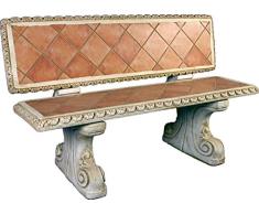 DEGARDEN Banco con Respaldo 145cm. Marta para jardín o Exterior de hormigón-Piedra y Azulejos