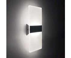 Lámpara de Pared LED 12W, Interior Apliques de Pared Moderna Acrílico, Iluminación Interior para Decoració para Dormitorio Salón y habitación, Blanco Frío