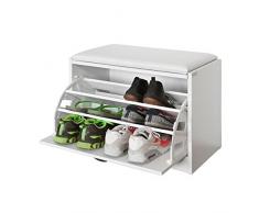 SoBuy® Armario zapatero, Taburete, puff caja, banco, estantería para zapatos, Chifonier, FSR16-W, ES