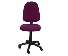 PIQUERAS Y CRESPO Modelo 04CP - Silla de oficina ergonómica con mecanismo de contacto permanente y regulable en altura - Asiento y respaldo tapizados en tejido BALI color morado