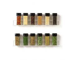 circulor Especiero De Cocina Autoadhesivo, Estante De Almacenamiento De Botellas Pequeñas De Condimento Acrílico - 11.8x2.4x2.0 Pulgadas
