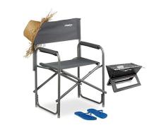 Relaxdays Silla Director Plegable para Maquillaje, Camping y Pesca, Aluminio, Gris, 85 X 56 X 45 cm