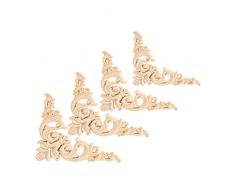 4Pcs Madera De Goma Tallada Onlay ,Applique Muebles Sin Pintar DIY ,Hogar Puerta De La Pared Gabinete Marco Decoración ( tamaño : 12*12cm )