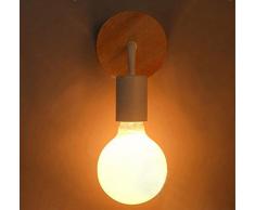 INJUICY Loft LED Metal Hierro Forjado Apliques luz de Pared Lámparas Vintage Madera de Pared Adecuado Bañadores Focos Para la Pared para Cabecera Dormitorio Sala Pasillo Entrada Restaurante (Blanco)