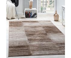 Paco Home Alfombra De Salón Moderna De Diseño De Velour Corto A Cuadros Marrón Y Beige, tamaño:120x170 cm