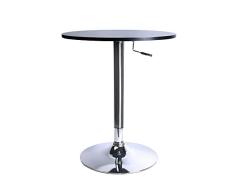Leader Accessories Mesa de Bar, Regulable en Altura 70-91 cm, 360 Grados Giratorio, Hecho de MDF, para Cocina, Bar, Negro