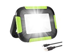 LE Luz de Trabajo Portátil 10W, Foco LED 1000 Lúmen USB Recargable, 3 Modos, Banco de Energía 4400 mAh, Resistente al Agua IPX4, Linterna de Cámping para Emergencia, Pesca, Cortes de Energía y Más