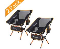 Sportneer- Silla de Camping Plegable, portátil, Ligera, Ideal para excursión/Senderismo/Picnic/Pesca/Playa/jardín, Peso de Carga: 158 kg, Lot de 2