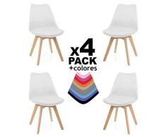 duehome Bench Pack de 4 sillas, Madera de Haya, 49 x 53.5 x 83 cm, Blanco