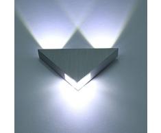 Lightess Apliques de Pared Triangular Lámpara en Moda de Puro Aluminio 3W 3 LED Luz Cálida y Agradable Luz de Ambiente, Iluminación de Pasillo, Entrada, Decoración Hogar, Blanco Frío