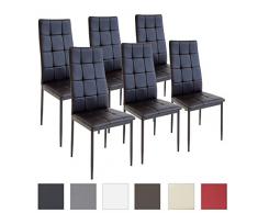 Albatros Silla de Comedor Rimini, Set de 6, Negro, SGS Probado
