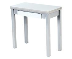 Portus Mesa de Cocina Libro, Cristal Blanco, Extensible 80x40(80)