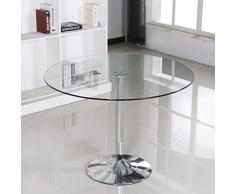 MerkaHome - Mesa Comedor Cristal Redonda 90 CM Romeo