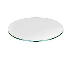 troysys Top de mesa de cristal, borde plano, vidrio templado, 26 L redondo