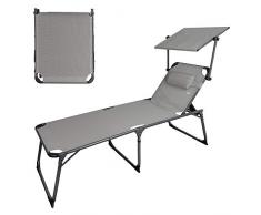 AKTIVE 62613 Tumbona Plegable multiposición con Parasol 193x67x85 cm Camping, Gris