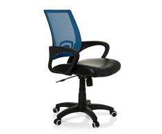 hjh OFFICE Visto Net Silla de Oficina, Piel sintética, Azul, 53.0x59.0x105.0 cm