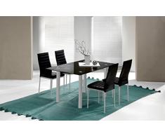 Abitti Mesa Fija para Comedor o Salon de Cristal Templado Color Negro y Patas Color Gris 140cm