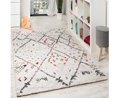 Paco Home Alfombra De Diseño Moderna con Cuadros Y Motivos Nómadas Mezclada Crema Naranja, tamaño:120x170 cm