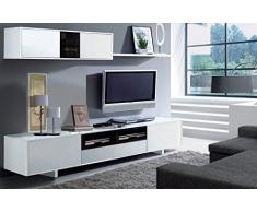 Habitdesign 0T6682BO - Mueble de Comedor Moderno, Color Blanco Brillo y Negro Brillo, Medidas: 200 cm x 41 cm de Profundidad