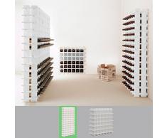 Sistema botellero modular PRIMAVINO, máx. 78 botellas, madera de pino, teñido blanco, apilable / ampliable - alt. 150 x anch. 75 x pr. 22 cm