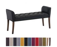 CLP Chaise Longue Cleopatra con Tapizado de Tela I Banco Largo Acolchado en Estilo Chesterfield I Silla Larga I Color: Gris Oscuro, Madera Oscura Envejecida