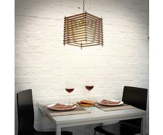 Relaxdays 10018899 - Lampara colgante, madera original, efecto craquelado, con cadena de 46 cm largo