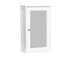 Premier Housewares - Armario de pared con puerta de espejo y tirador plateado, 34 x 15 x 53 cm, color blanco