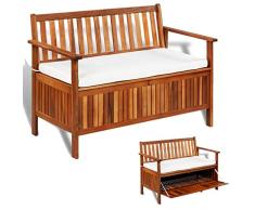 Festnight Banco Arcón Exterior Garden Bench Banco de Almacenaje Madera Maciza Acacia 120x63x84 cm