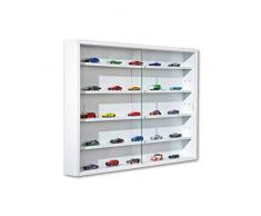 Inter Link Simply Vitrina de madera MDF y vidrio, Blanco, 80 x 9.5 x 60 cm