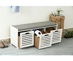 Orolay Banco de Almacenamiento con Acolchados Cojines y 3 Cubos Entrada Zapato Gabinete Dresser Cómodo