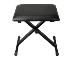 Yonntech - Banco de piano acolchado de piel para teclado y asiento de piano, patas de goma, silla plegable, color negro