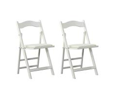 Arcalt Silla plegable de silla de comedor silla de madera para cocina (Blanco-2)