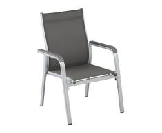 Kettler Basic Plus Advantage – Silla apilable, Aluminio Moldeado, con Tejido cómodo para Exteriores - apilable y Que Ahorra Espacio - Antracita