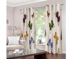 LOVEKKK Blackout Curtain Patrón de Mariposa Cortina Ocultante con 8 Ojales Suave para Ventanas de Habitación Infantil, 100% Poliéster, 2 Piezas 110x215cm(An x Al)