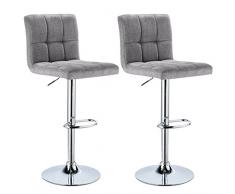 WOLTU 2X Taburete de Bar Silla de Bar Lino Muebles Cocina Taburete Alto Regulable en Altura con Respaldo Sillas Alta Taburetes Tapizado Gris Claro