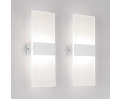 Klighten Lámpara de pared Interior 12W Moderna Apliques de Pared Blanco Natural 4000K perfecto para Salon Dormitorio Sala Pasillo Escalera(2 pack)