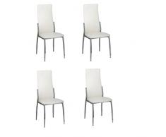 vidaXL 4 sillas de Comedor Cromo de Cuero Blanco