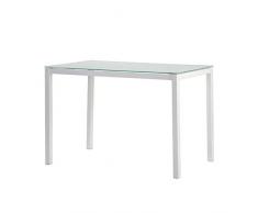 MOMMA HOME Mesa de Comedor Blanca Modelo Lluvia, Mesa de Cristal para Cocina, Acabado Color Blanco, Material Cristal Templado/Metal, Medidas Mesa Moderna 110x70x75 cm