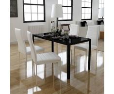 vidaXL Conjunto de Comedor 5 Piezas Blanco y Negro Mesa Sillas Muebles Cocina