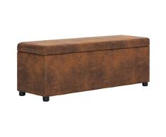 vidaXL Banco Almacenaje Piel Ante Sintética Arcón Almacenamiento Asiento Acolchado Cuero Artificial Interior Dormitorio Entrada Baúl Zapatero Marrón