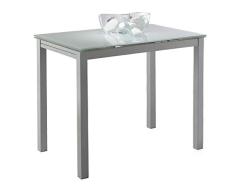 Miroytengo Mesa Cocina Cristal Extensible Color Blanco Estilo Moderno Comedor 100-140x76x60