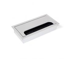 Emuca - Tapa pasacables rectangular para encastrar en escritorio/mesa, organizador de cables para mueble, aluminio anodizado mate (1 un, 160x80mm)