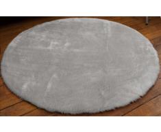 Pilepoil - Alfombra infantil, diseño de redonda , color gris D 140 cm - piel artificial - Fabricado en Francia