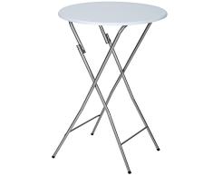 TecTake Mesa de bar y bistró Mesa de pie 60 cm diámetro blanca plegable y robusta