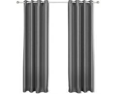 SONGMICS Cortinas de 2 Piezas, Cortina Ocultante con 8 Ojales, 145 x 245 cm, Gris Plateado LRB245G-2