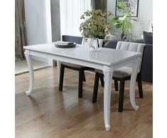 Festnight Mesa de Comedor Blanco Brillante 120 x 70 x 76 cm